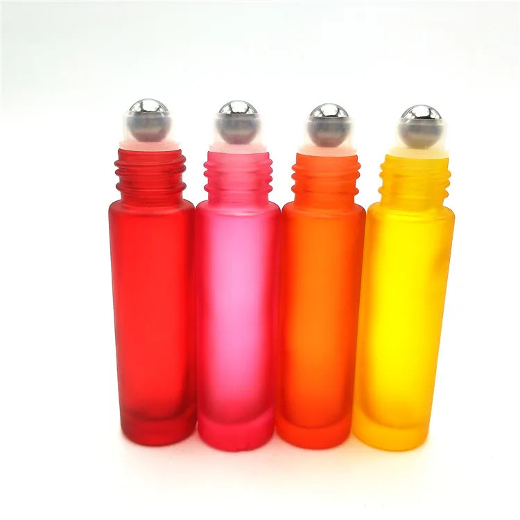 5ml 10ml 30ml Clear Amber Red Purple Empty Container Glass 10 ml Perfume Roller on Bottles Bamboo with Ball for Essential Oil