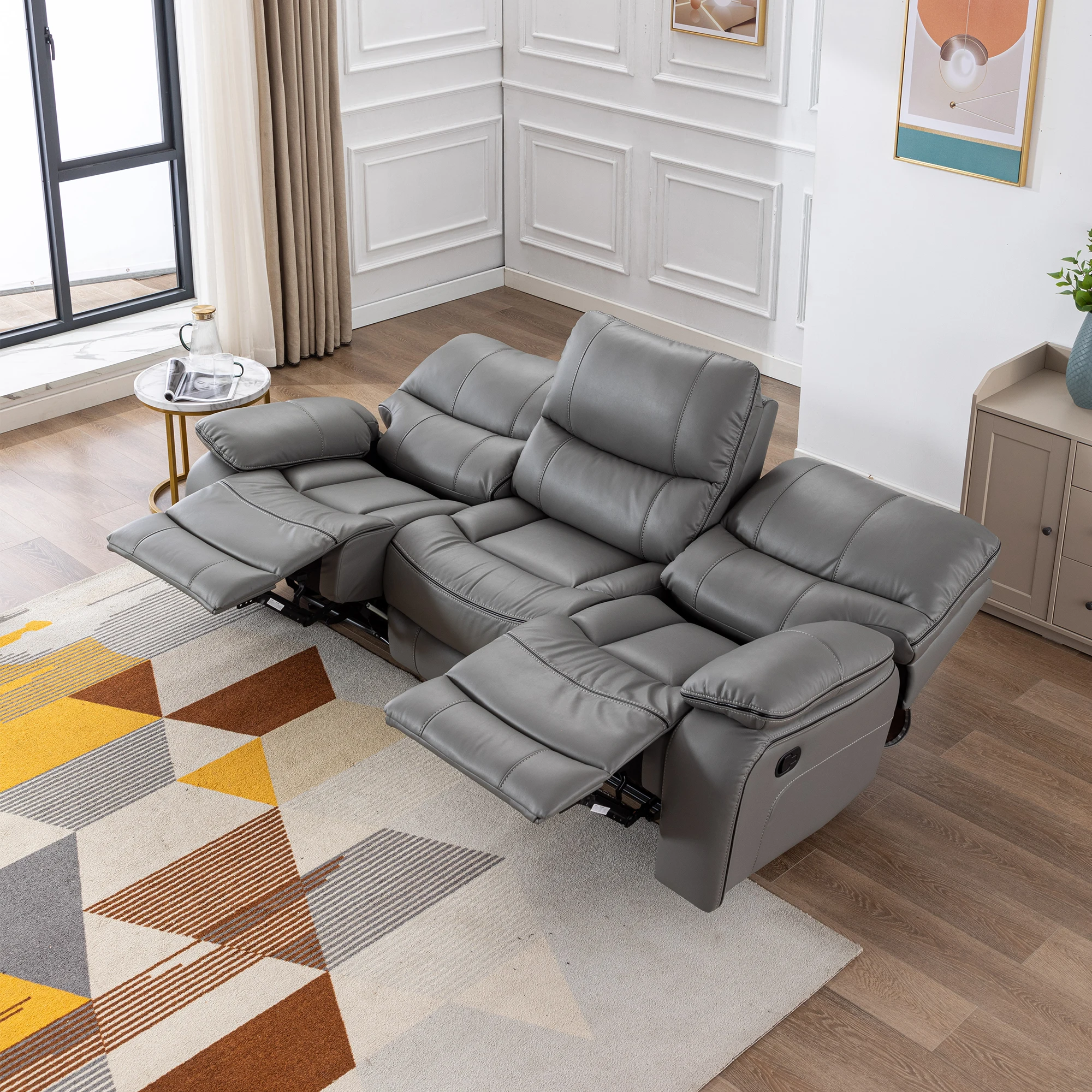 SANS Odm Oem l High Quality Pu Leather Power Manual Recliner Leather Power Recliner Sofa Sets 3 2 1