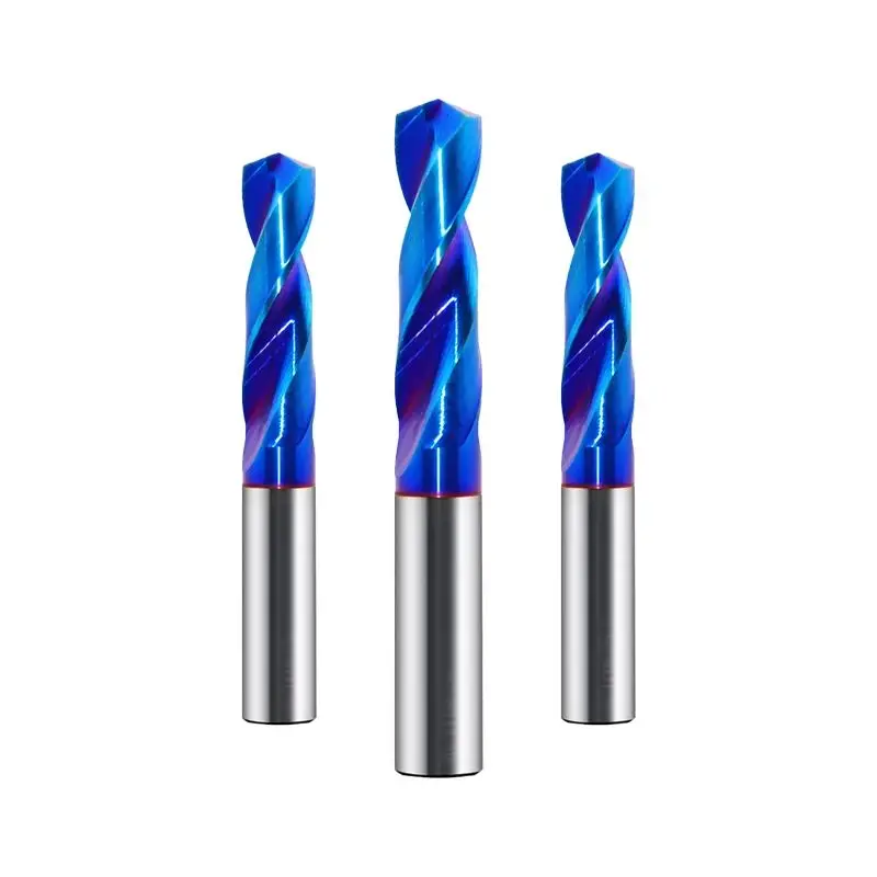 Blue 63 HRC Tungsten Steel Carbide Twist Drill Bits for Hard Metal