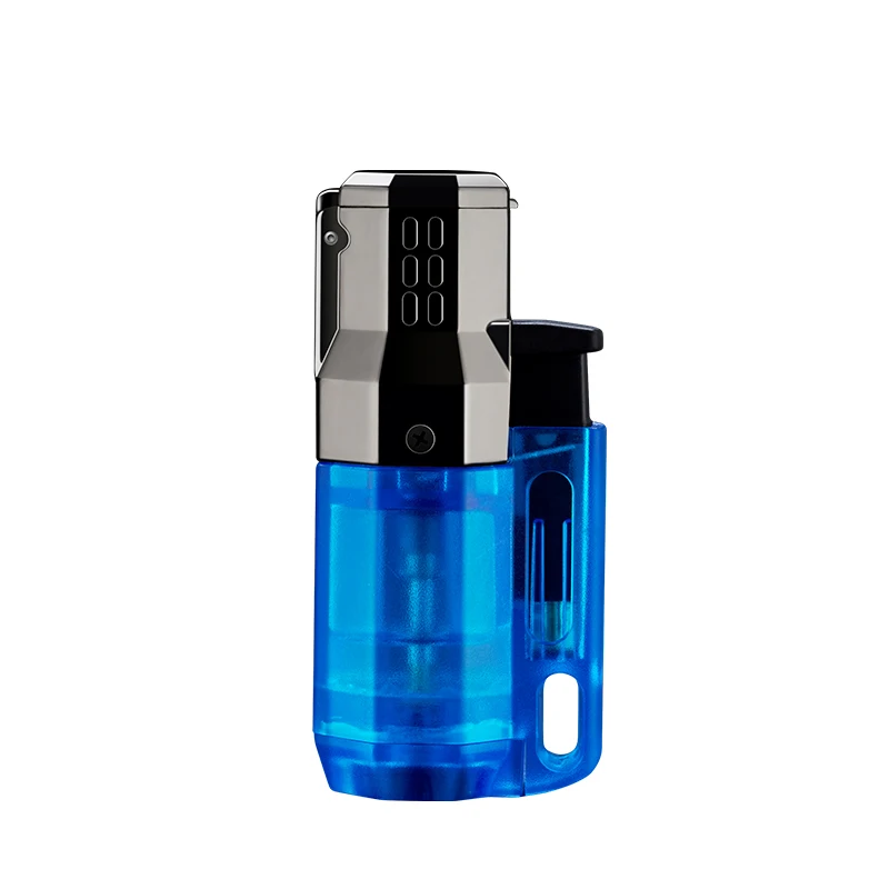 DEBANG torch lighter Wholesale Custom logo three flame windproof gas refillable  lighter blue flame torch cigar lighter