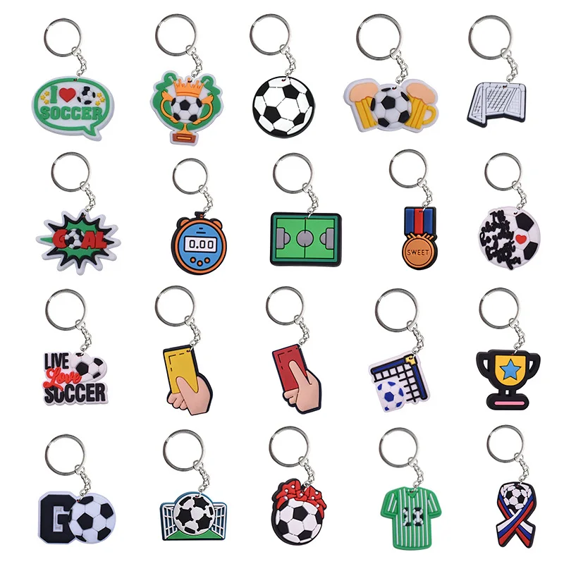 Xinxing Soccer Keychains Key Ring Mini Soccer Ball Jersey Sneakers Trophy Keychain Bulk Football Key Holder for Kids Boys