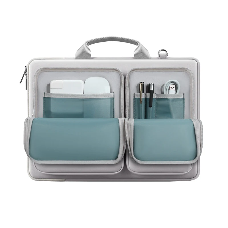 Carrying Laptop Sleeve Briefcase Shoulder Strap Travel Portable Organizer 15.6 inch For Tablet Electronic Accessories Storage