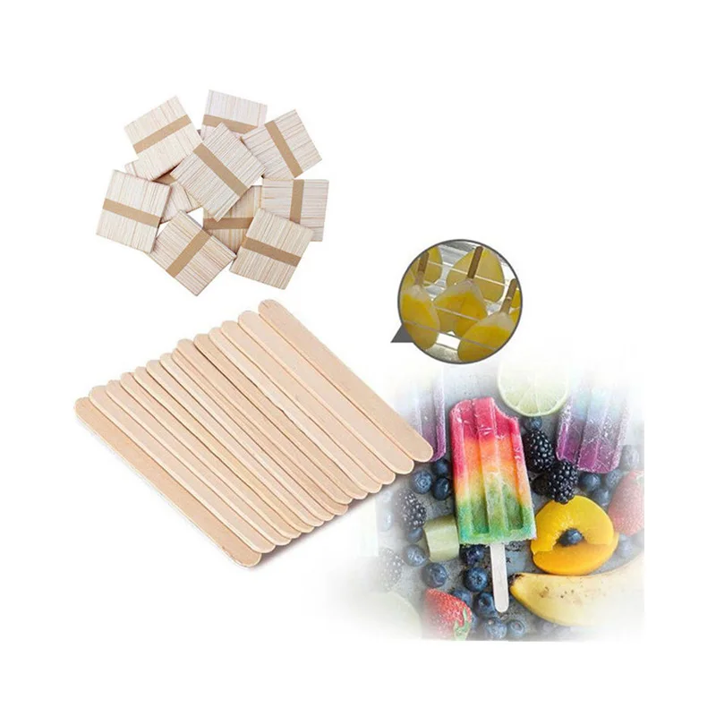 100% Birchwood Ice Cream Wooden Stick and Spoon Straight Edge Round Edge Ice Cream Tools Color Birch Wood Wood Natural