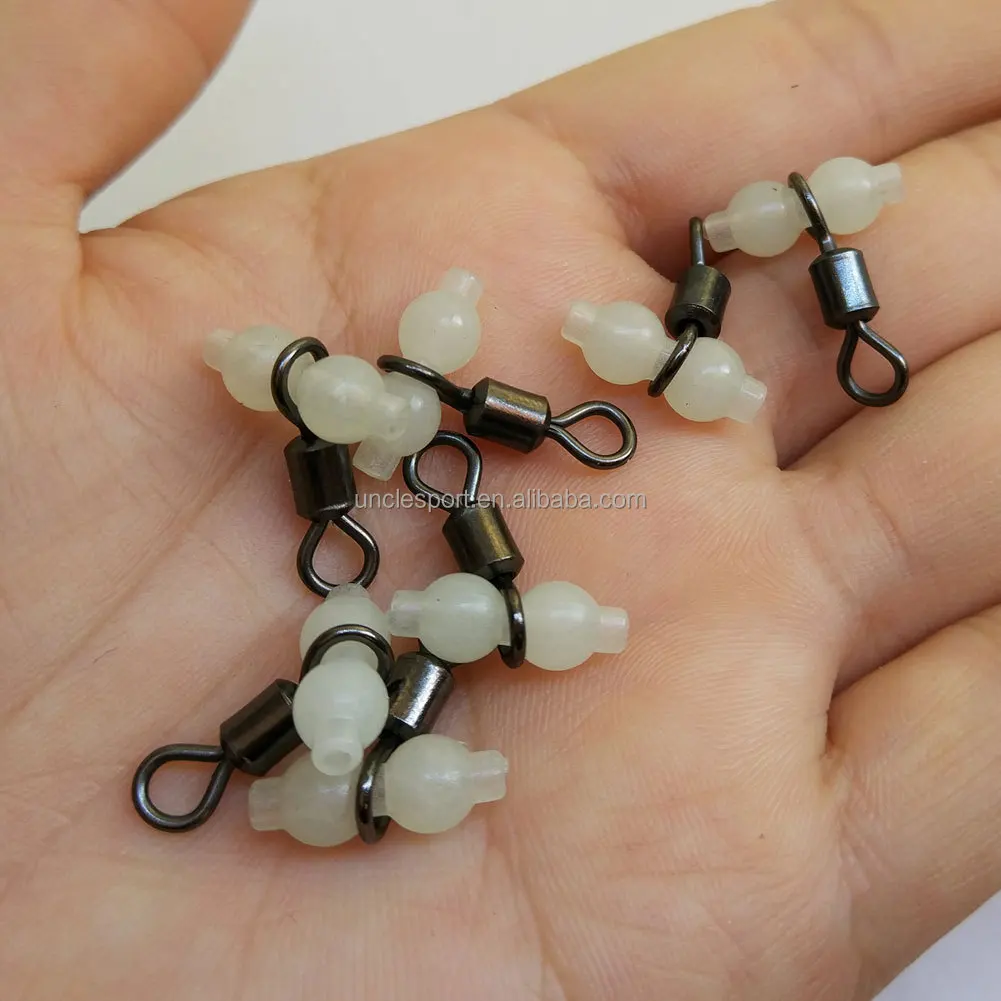 1000 pieces/bag   Luminous 3 way  Fishing Swivel  cross line Swivel  fluorescent beads with Rolling Swivel for Night fishing