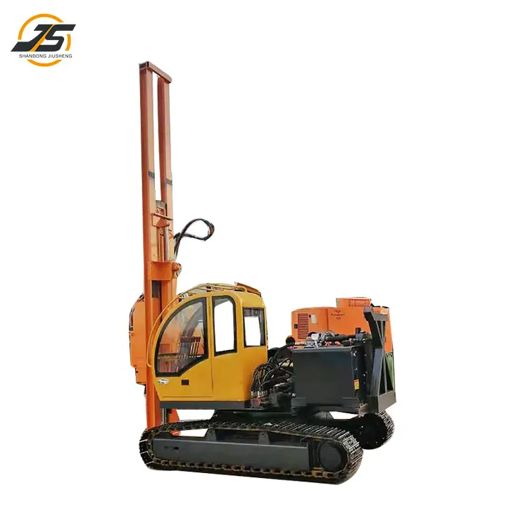 360 degree rotating solar powered drilling rig with hydraulic drilling hole and spiral drilling rig