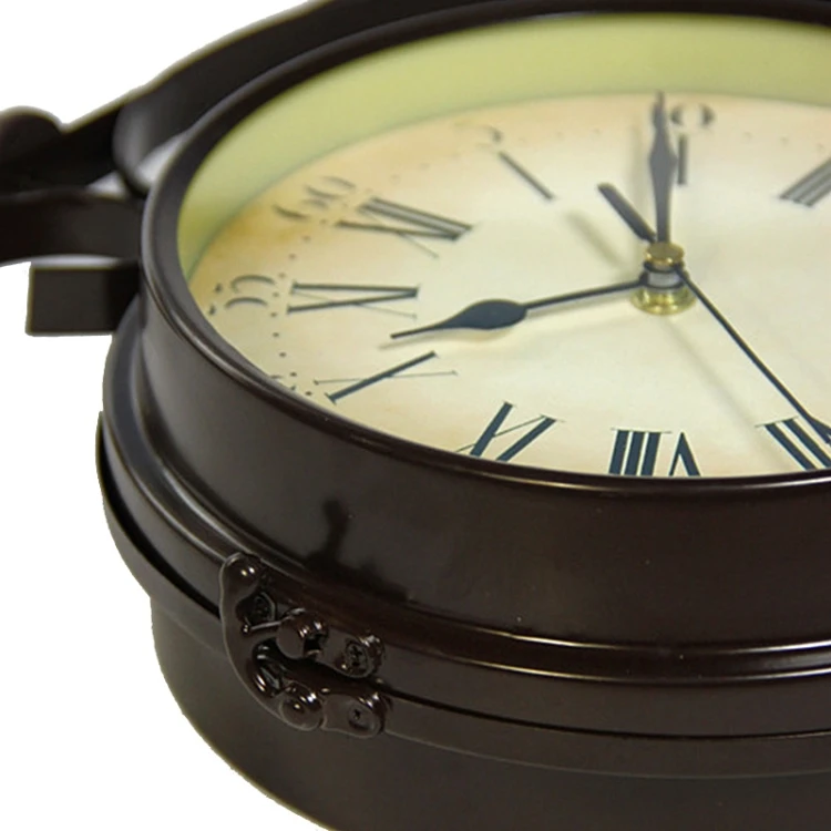 Household Iron Retro Home Wall Clock Double Side 8 inch Hanging Clock