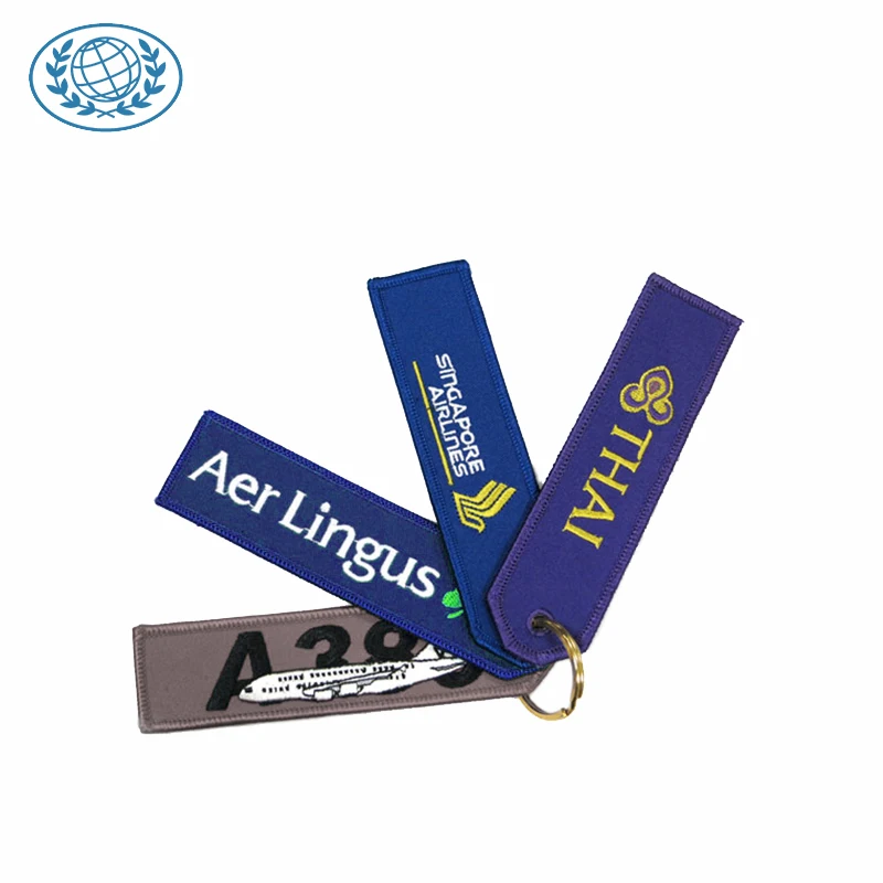 Custom Size keychain Embroidered aviation keychain before flight personnel keyrings No MOQ