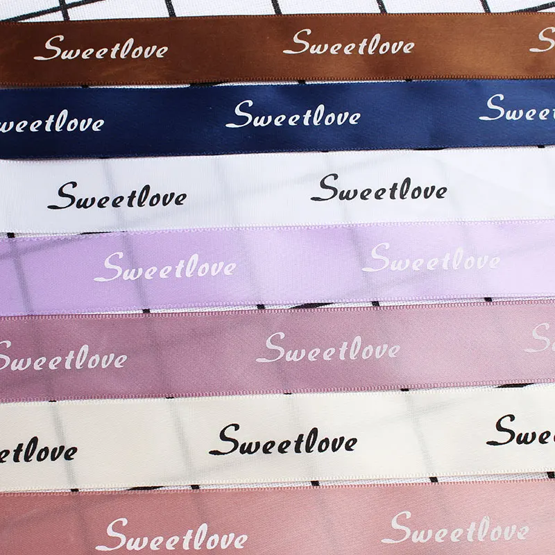 Factory wholesale Custom Christmas  logo satin ribbon printed LOGO gift boxes with satin ribbon  roll