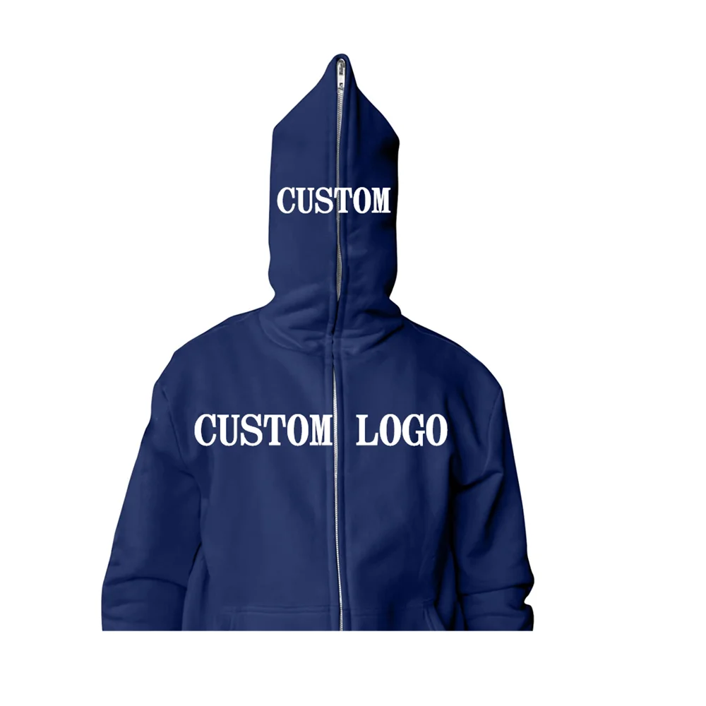 Custom Design Logo Unisex Blank Full Face Zip Hoodies Wholesale Skull Full Zip Up Hoodie Manufacturer