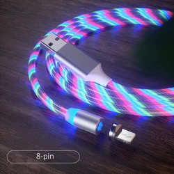 3-in-1 Type C/8 Pin/Micro Flowing Light LED USB Magnetic Cable