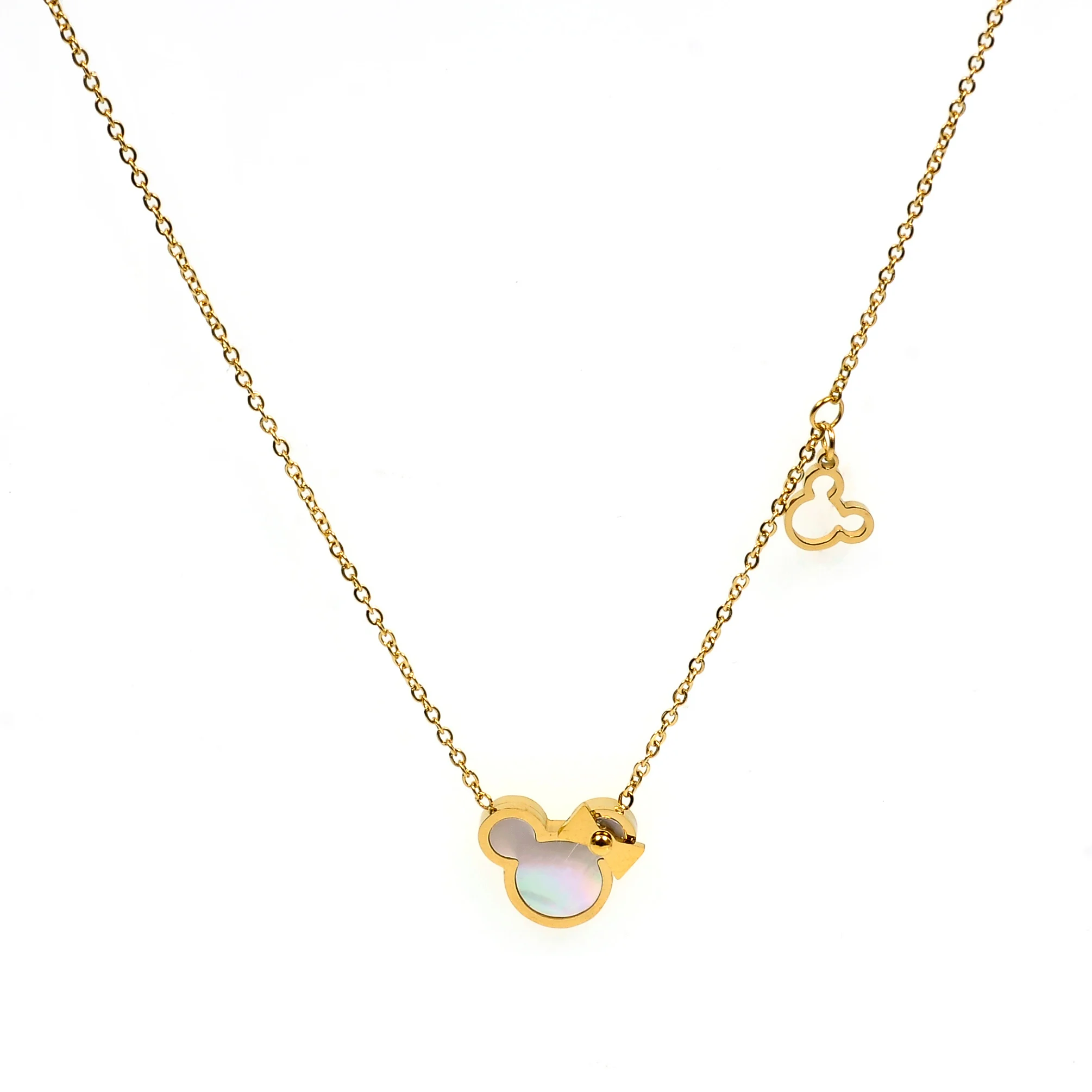 Позолоченное милое простое ожерелье с Микки Маусом вставка из ракушек мультяшное животное голова мыши Очаровательная подвеска из нержавеющей стали ювелирные изделия
