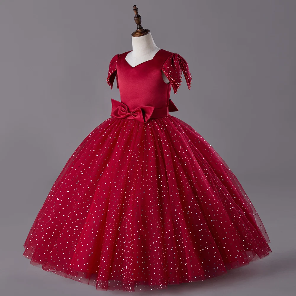 Fashion Factory Price Party Flower Girl Dress Embroidery Princess Party Clothes For Children Gowns LS6066