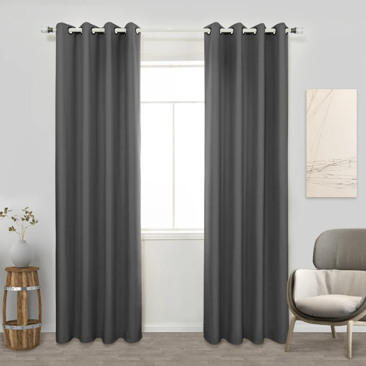 Factory price gray 100% polyester blackout elegant window curtains for the bedroom