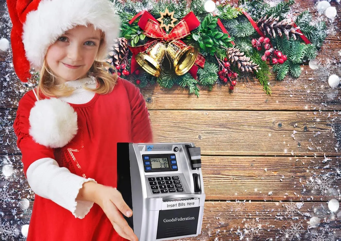 High quality plastic pink money box with password save paper money and coin mini electric ATM piggy bank for kids