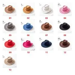 Adult & Kids Western Cowboy Cap Sun Summer Leisure Caps Straw Wide Brim bucket hat Outdoor Travel Knight Cowboy Hat