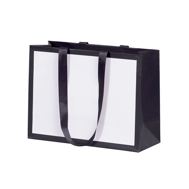Custom Logo White Luxury Big Size Horizontal Gift Retail Shopping  Bag with Handle