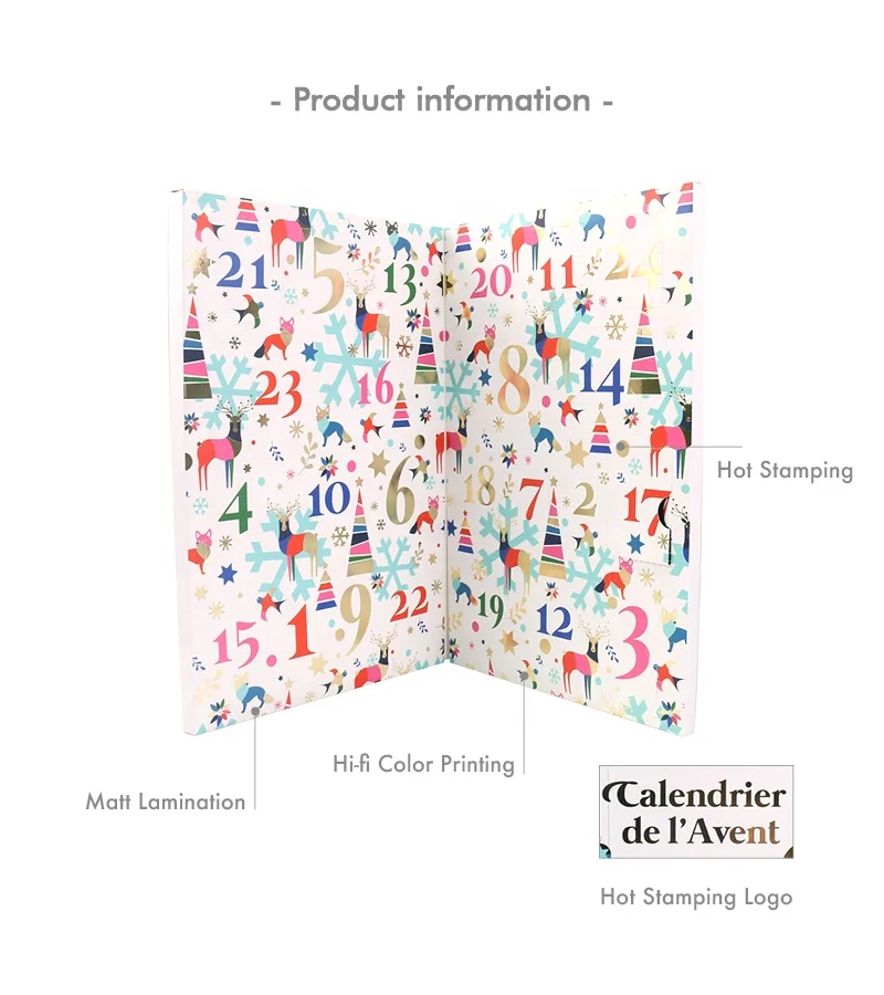 cardboard gift paper packaging advent calendar box