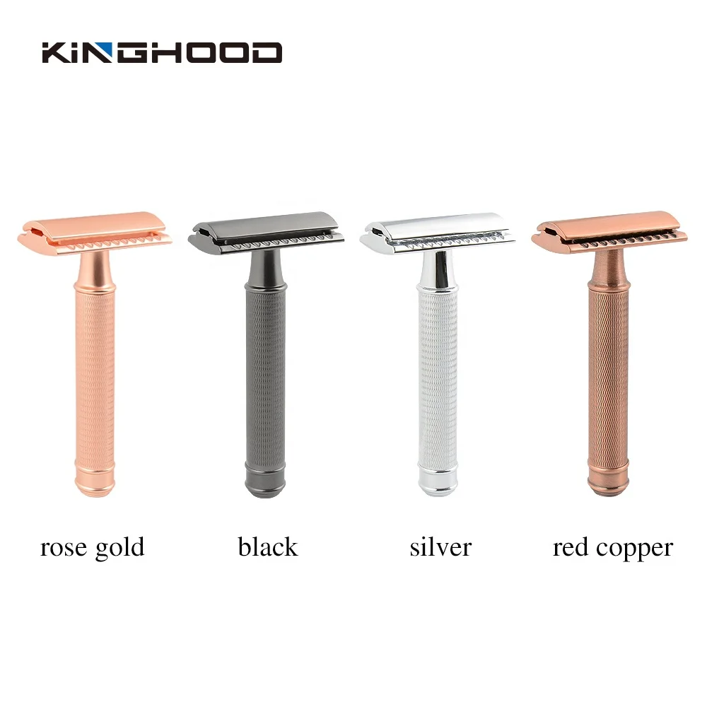 Traditional Design High Quality Mens Copper Metal Handle Double Edge 3 Pieces Shaving Safety Razor