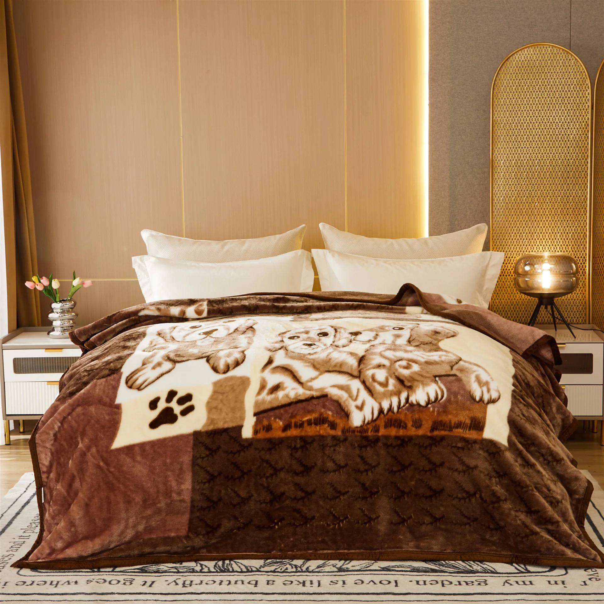 Good Price 1Ply Thick Raschel Blanket Queen Size Cartoon Pattern Korean Machine Washable Mink Player Bed Blanket