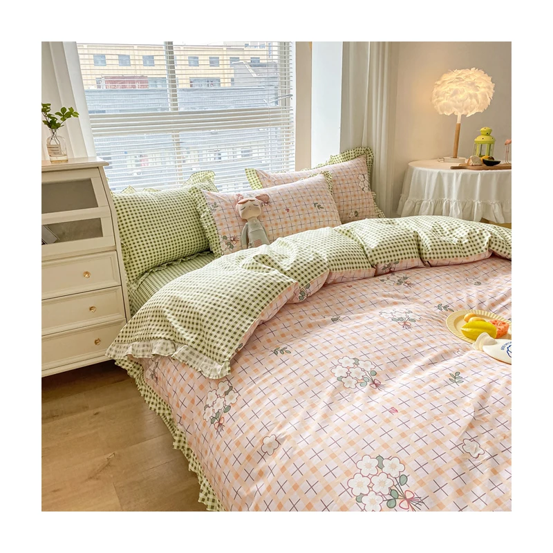 Постельное белье из 100% хлопка с принтом постельное Комплект постельного белья пододеяльником простыни для кровати