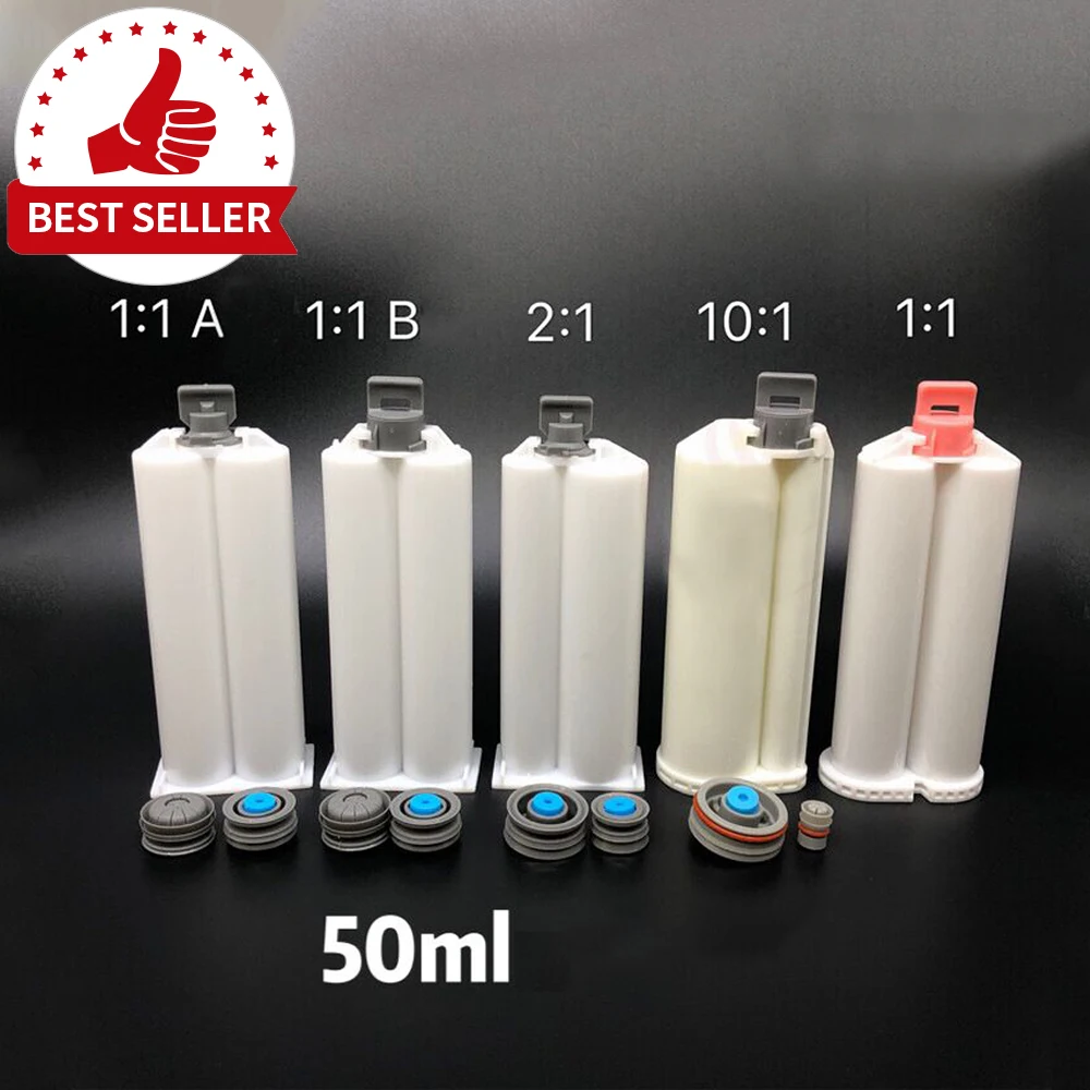 Universal Syringe Two Part Epoxy Precision Manual Liquid Glue Dispenser Ab Dental Silicone 50Ml Dispensing Gun