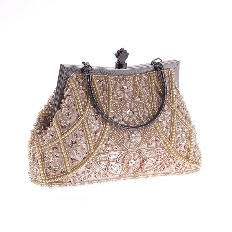 Retro Handbag Luxury Evening Clutch Bag Pearl Embroidered Design Ladies Wedding Party Dinner Bags for Women Purse High Quality