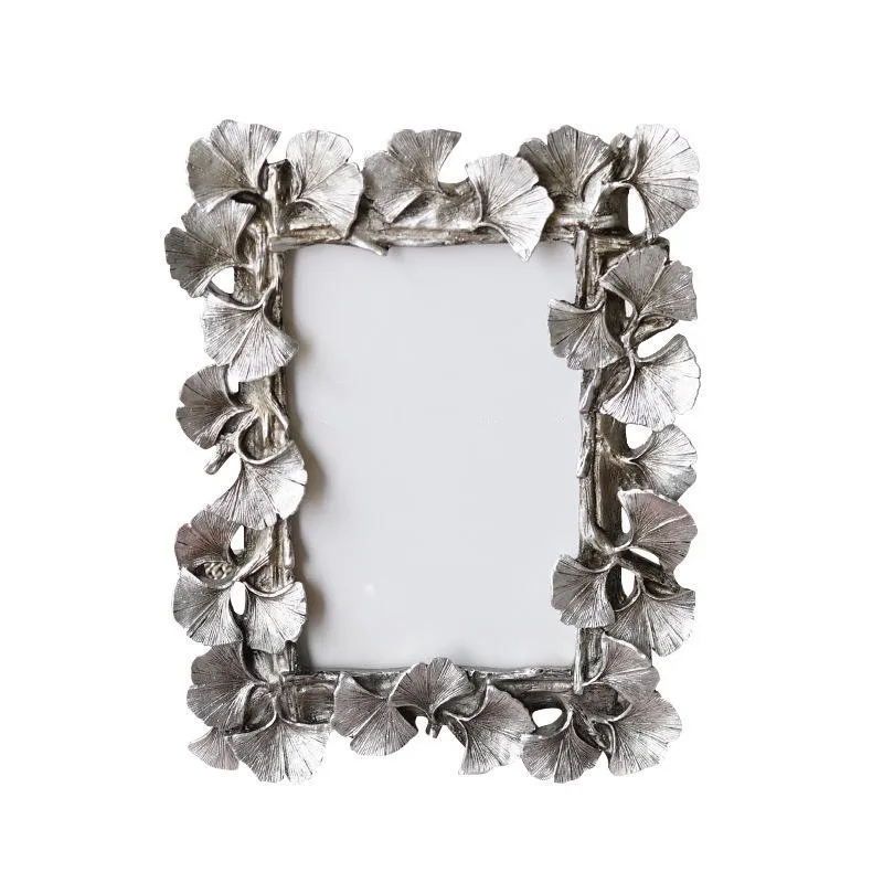 European resin golden leaves desktop wedding picture frame for wedding decoration