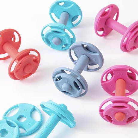 Unisex Food Grade Silicone Cute Teether Fitness Equipment Shaped Soft BPA-Free Chewable Toy for Baby