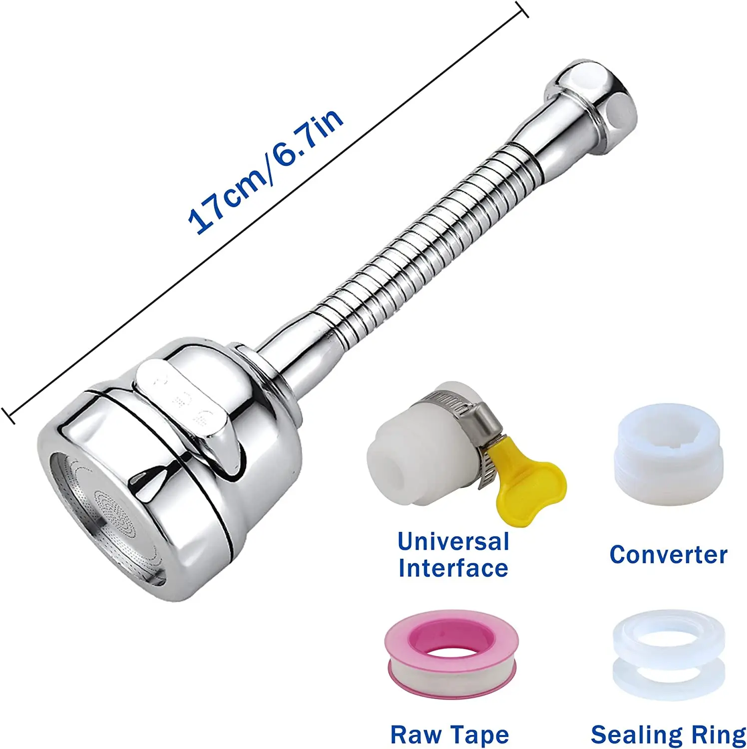 FAPULLY 360 Degree Rotatable Head Extender Sink Faucet Filter Sprayer Adapter Anti-splash Tap Nozzles Stainless Steel Kitchen