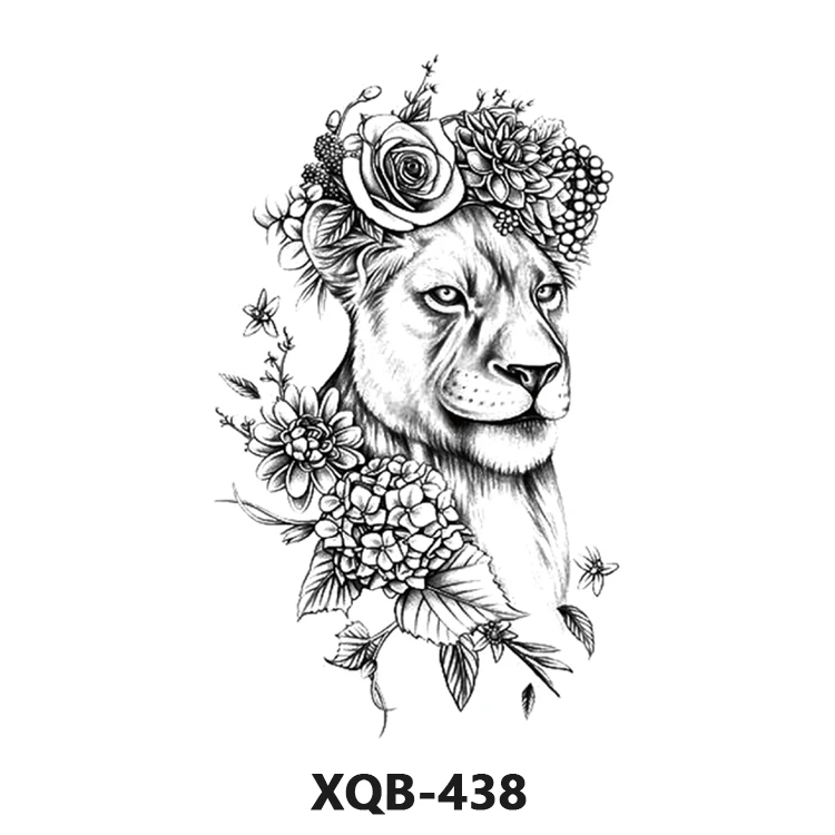 Selling Waterproof Sexy Adult Body Tattoo Sticker Lion Temporary Tattoos For Men