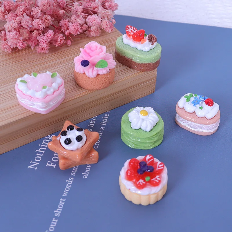Miniature simulation food play rose fruit cake dessert cream glue diy jewelry resin refrigerator sticker toys blind bags