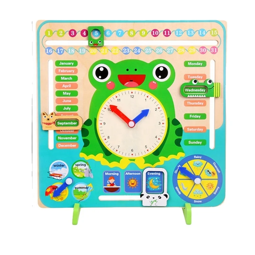 OEM Preschool educational kids learning cognitive season time/month calendar clock toy For Kids