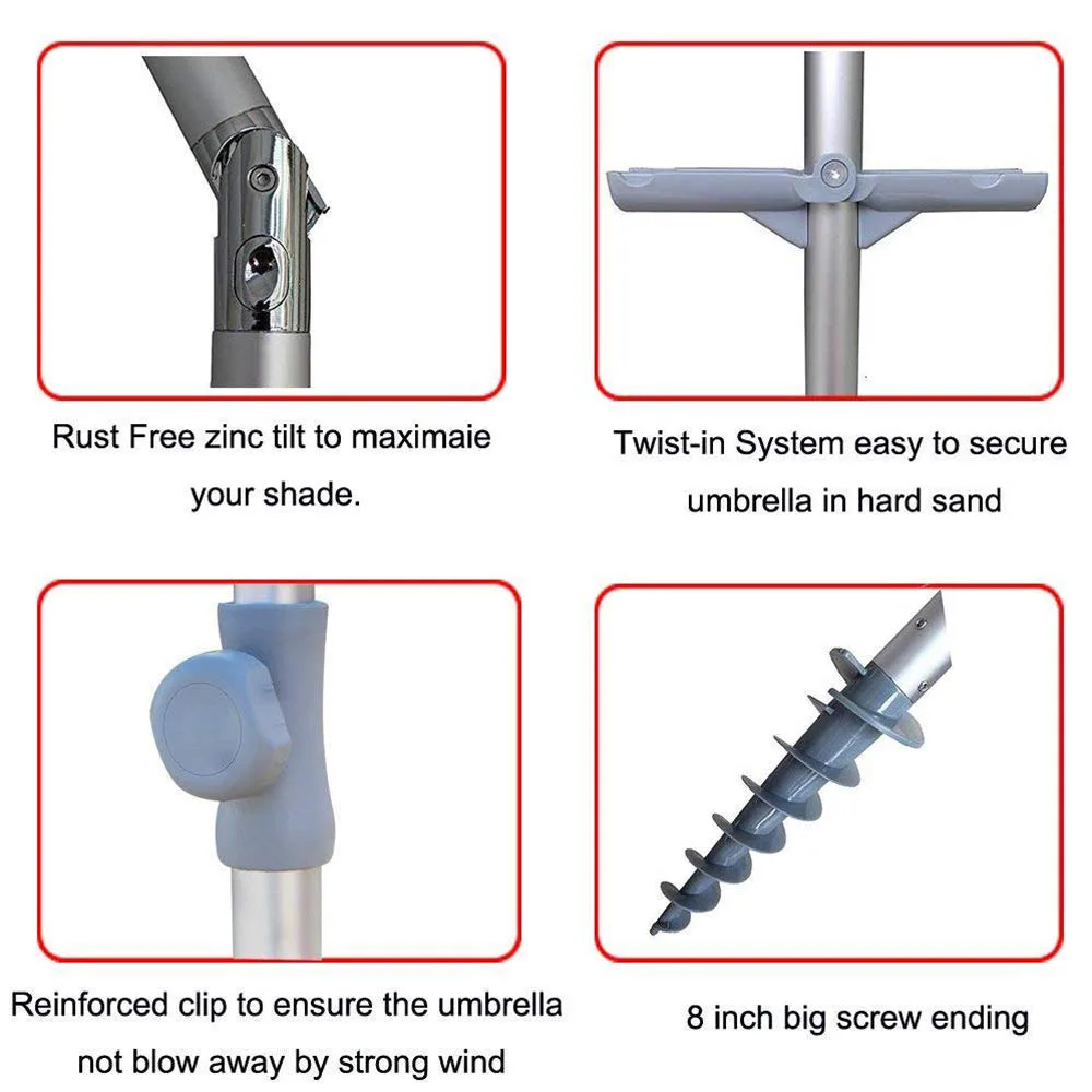 Wholesale Outdoor Umbrella Sun Umbrella Portable Beach With Tilt And Sand Anchor, Hot Selling Uv Protection Sun Umbrella Beach