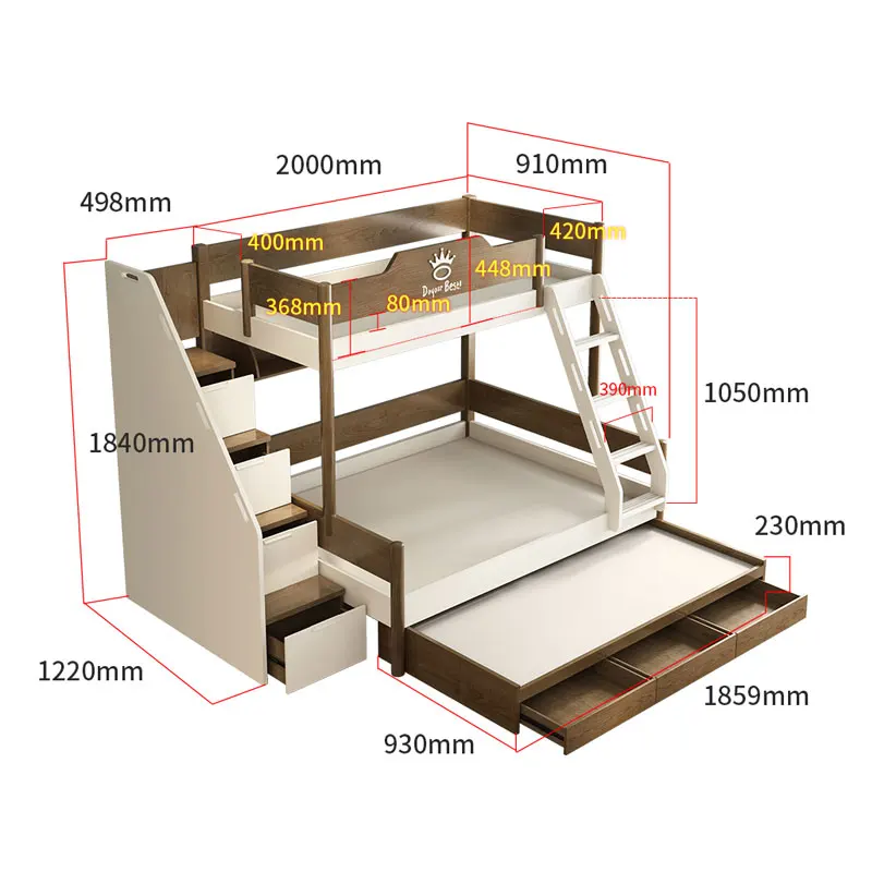 Лидер продаж, домашняя мебель, детская комбинированная кровать из экологически чистого материала, двухъярусная кровать с функцией хранения