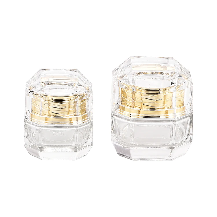 Luxury 30g 50g 30ML wide mouth cosmetic jar gold scrub glass jars cosmetic face cream jars with screw lid