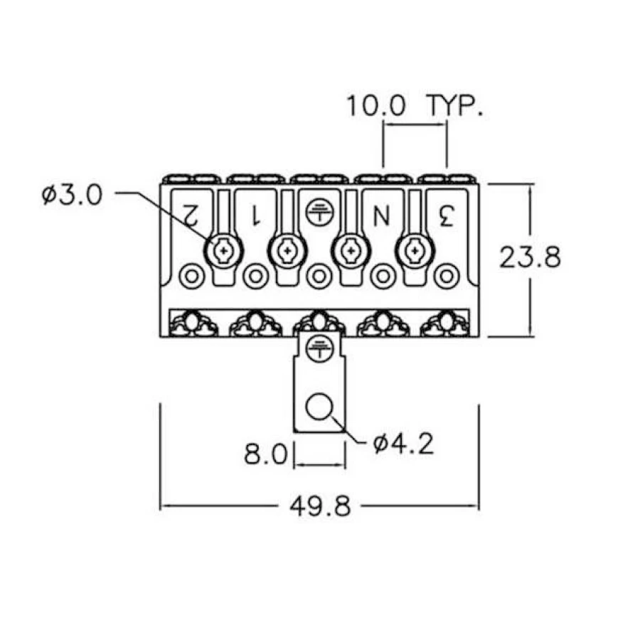 VDE 4 Pin Push in wire connector with earth plate