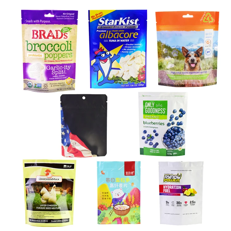 No Plate Cost Custom Food Digital Print Pouch Bag, Custom Ziplock Bag Stand Up Pouch Packaging Bag