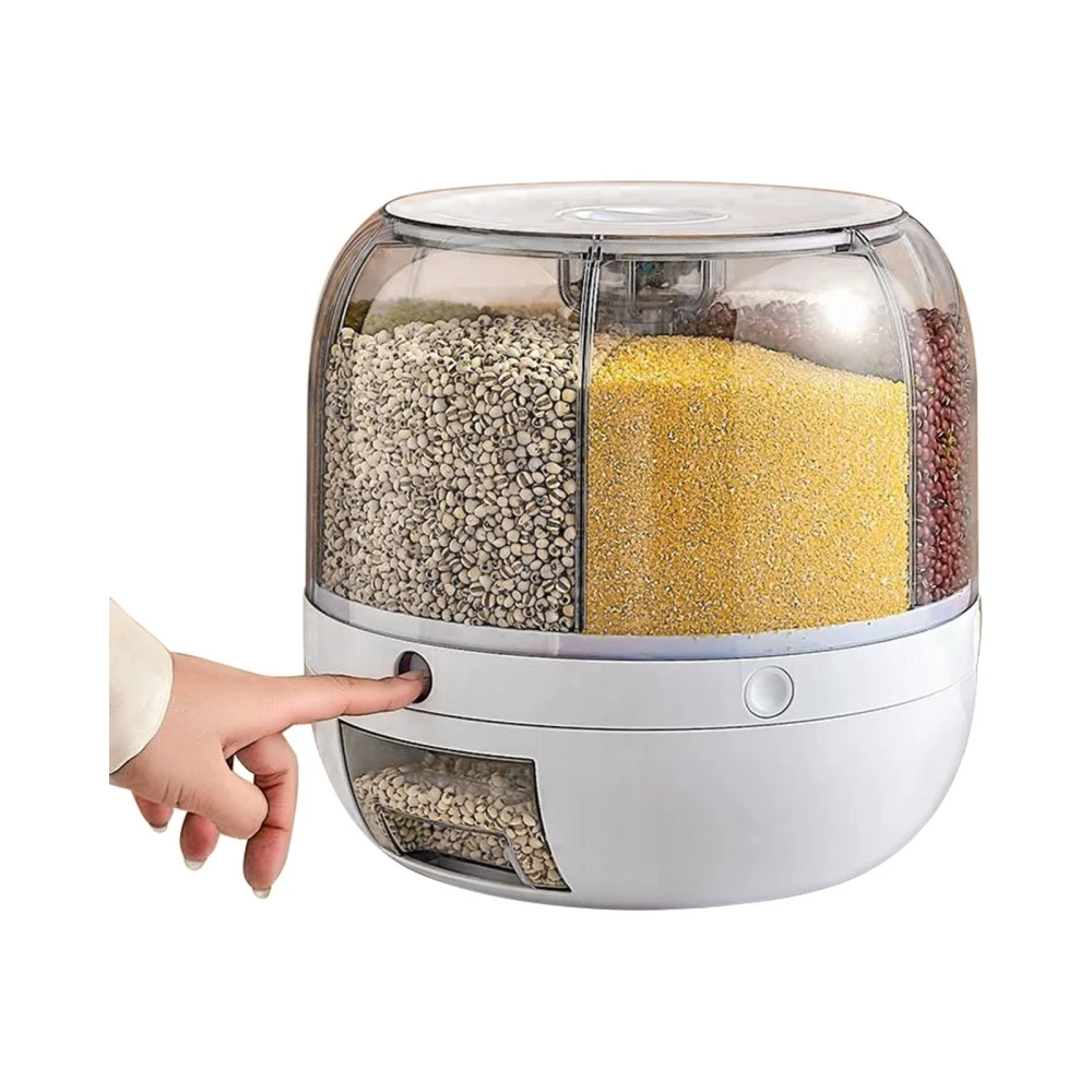 Dainty Factory Customized And Wholesale 360 Rotation Rice Dispenser Grain Dispenser Rotating Kitchen Storage Containers