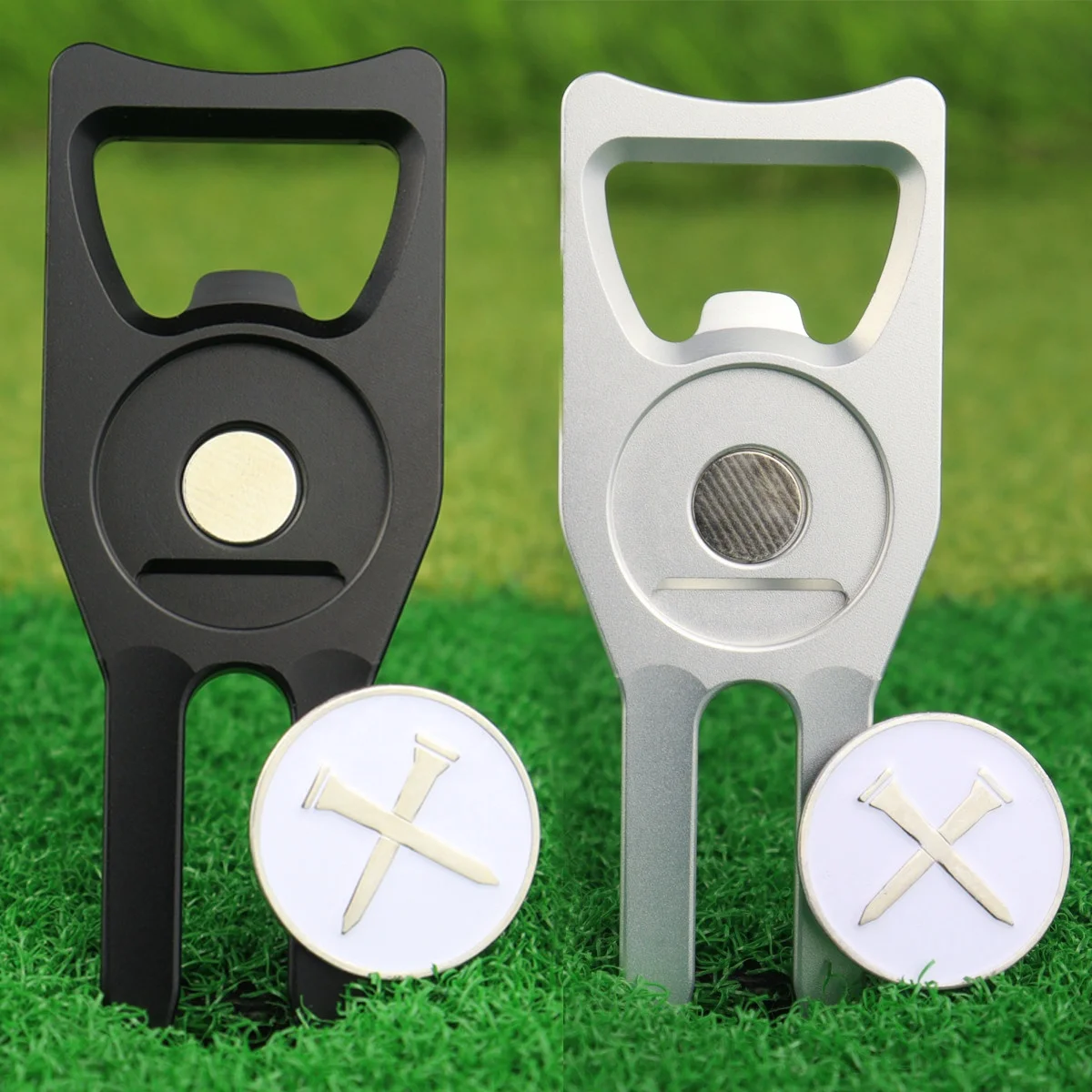 Best Ball Marker Multifunctional Bottle Opener Golf Divot Pitch Repair Tool with Custom Metal Golf Ball Marker