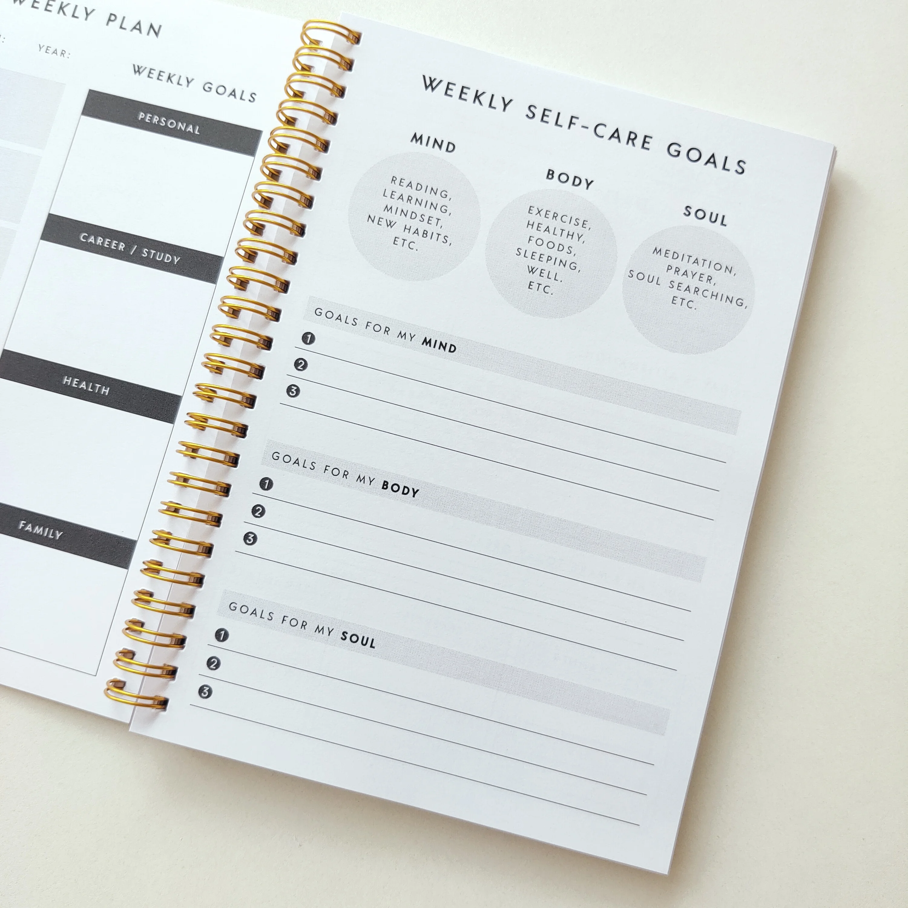 2024 Custom Printing Wellness Journal Spiral Affirmation Journal Hardcover A5 B5 Life Journal Notebook Printed Diary Planner