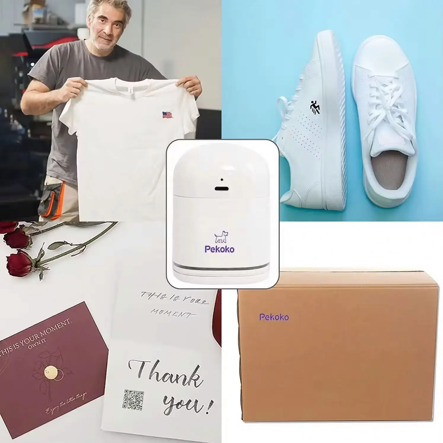 Pekoko Wireless Inkjet Printer cube Portable Printer Photo Logo Multipurpose MINI Color Printer