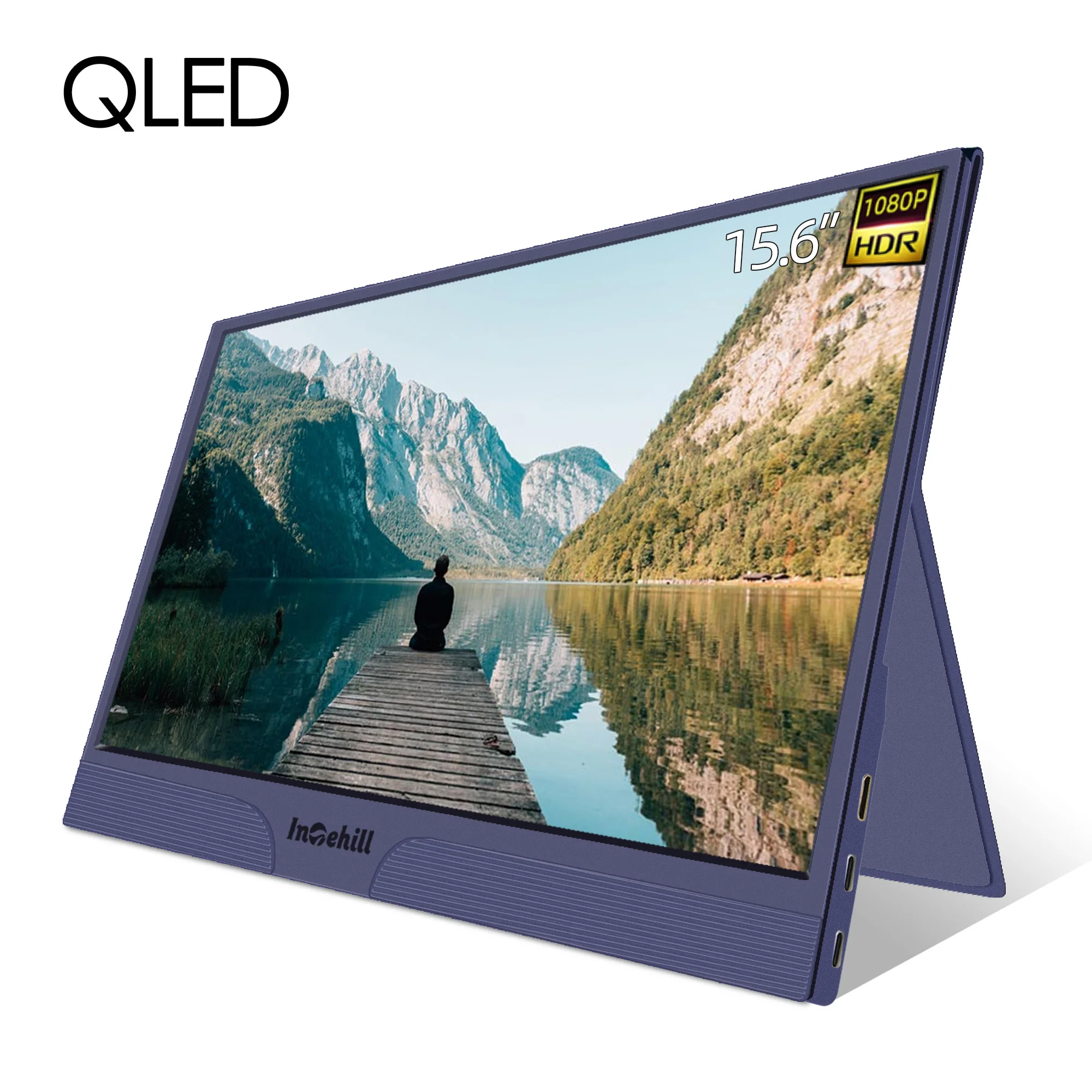 QLED портативный ПК МОНИТОР 15,6 дюймов 1080P светодиодный Компьютерный дисплей в синем цвете