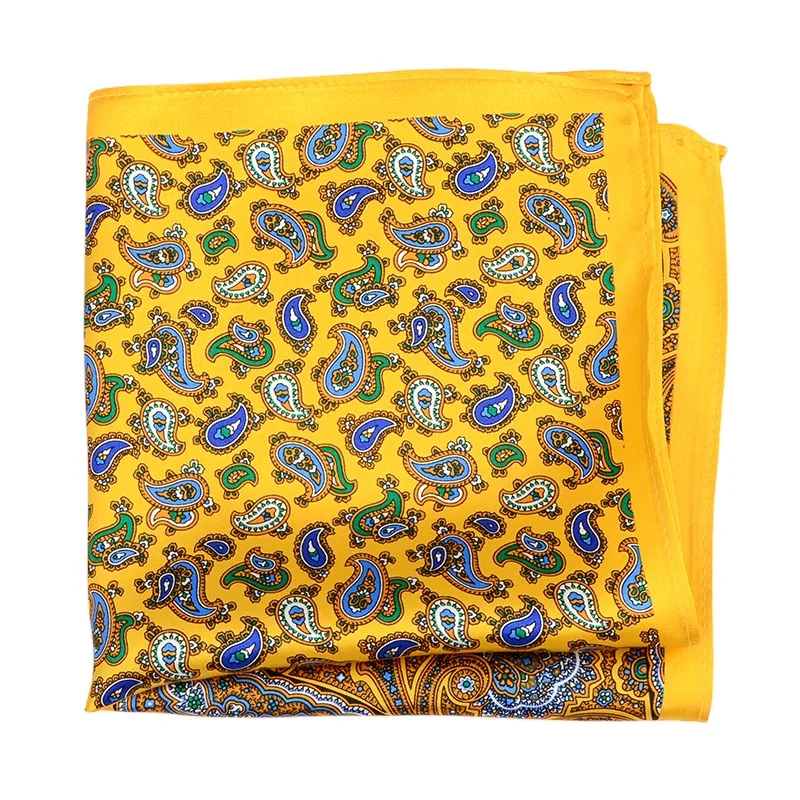Hamocigia 100% Silk Printed Pola Handkerchief Flower Pocket Square