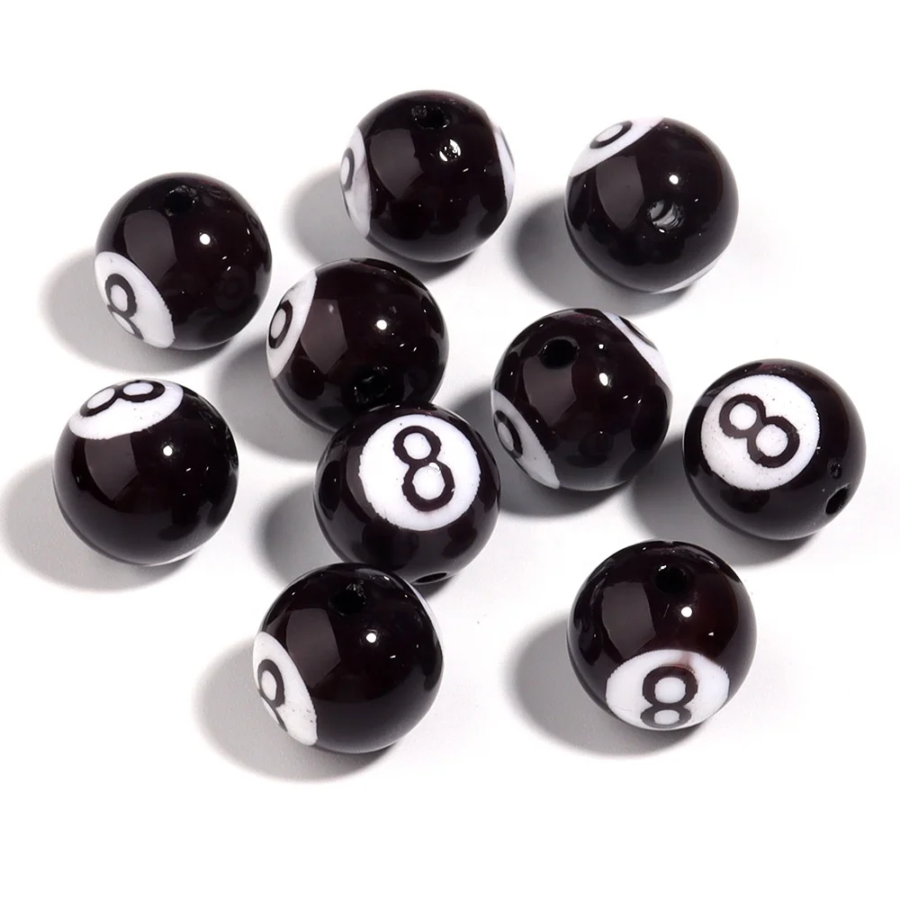 Acrylic colored billiard beads digital vertical hole round beads diy handmade beaded jewelry wholesale Accessories