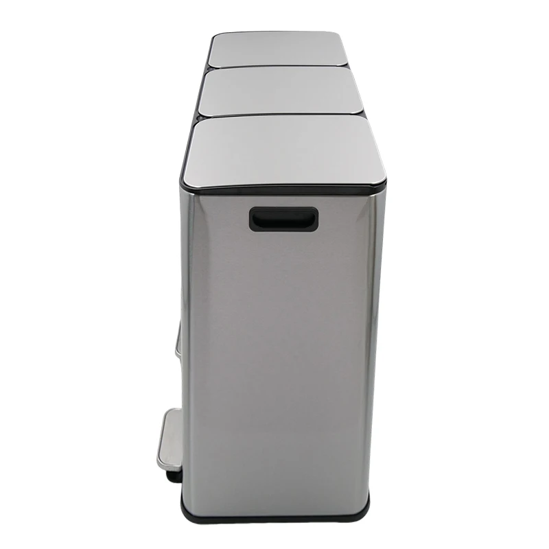 2 And 3 Compartments Recycling Bin 90L With Soft Closing Function Kitchen Stainless Steel Large Recycle Waste Bins Trash Can