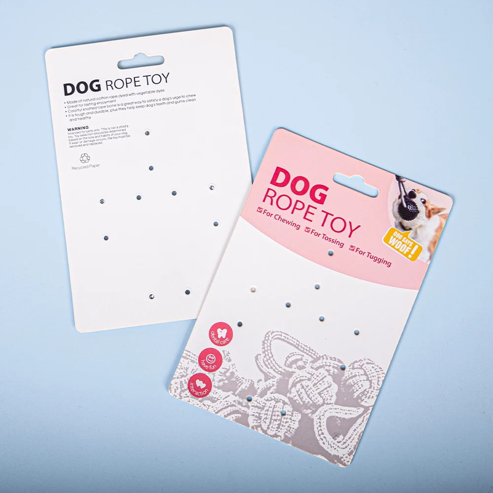 Custom Double Sided Printing Design Logo 900Gsm Matte Paper Pet Toys Hang Tag For Pets Products