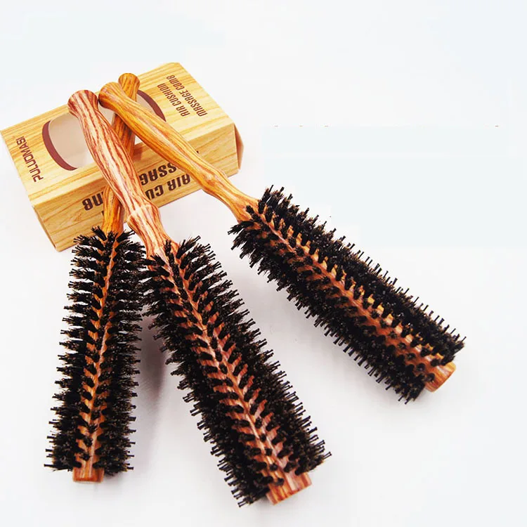 
Hair Salon Hair Tools Natural Bristle Comb Brush Wood Curly Hairstyle Handle Round Comb Mane Fashion Hair Comb 