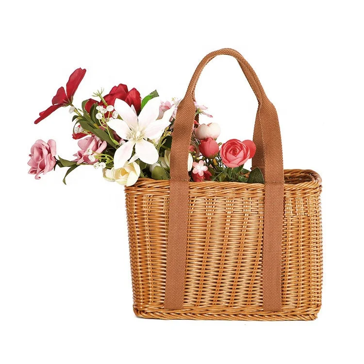 
PP Plastic Woven Baskets with 2 handles for shopping Flower Fruit Bread Storage etc 