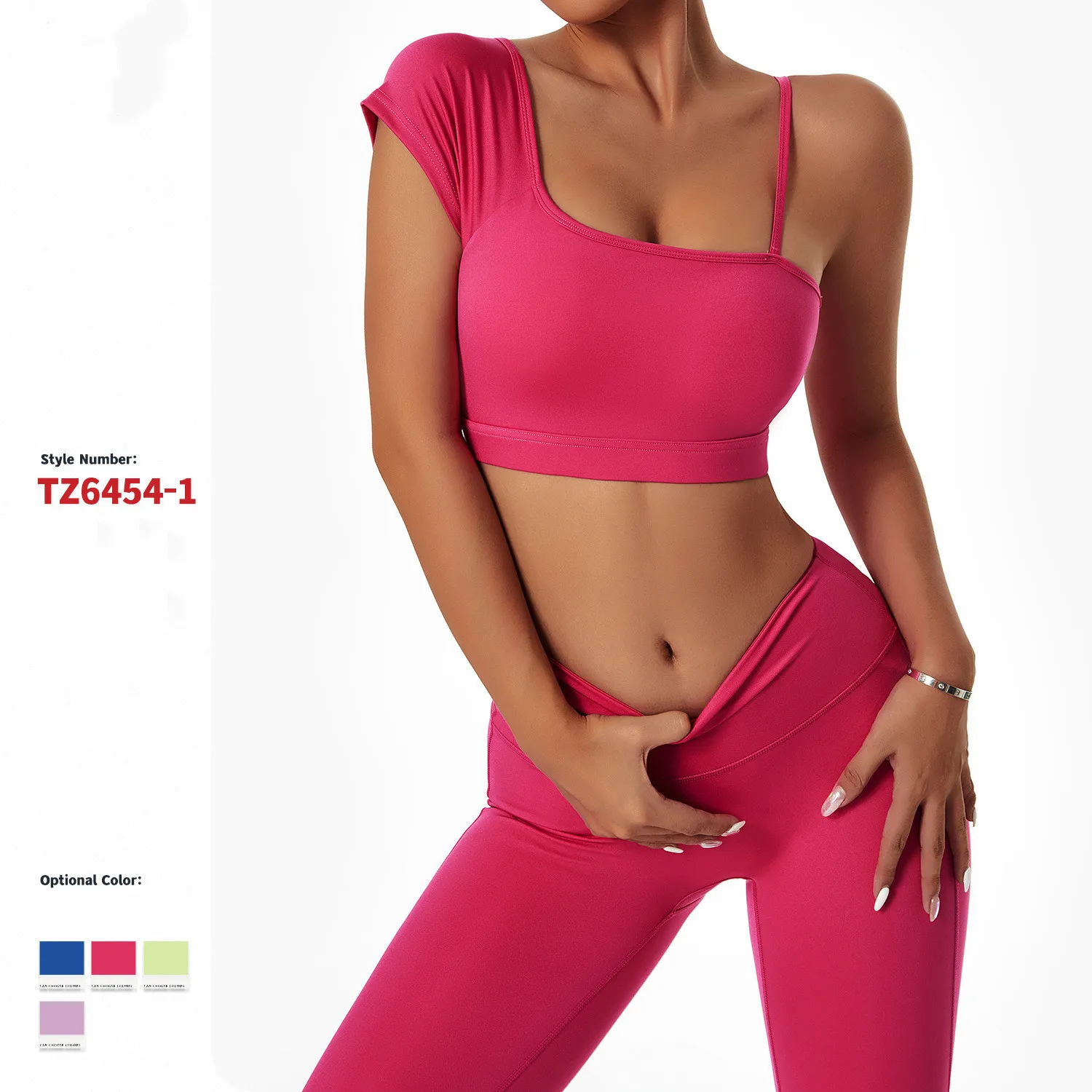Wholesale 2022 Women 3PCS Yoga Set Sportswear Sexy One Shoulder Sports Bra and Leggings Workout Gym Clothing