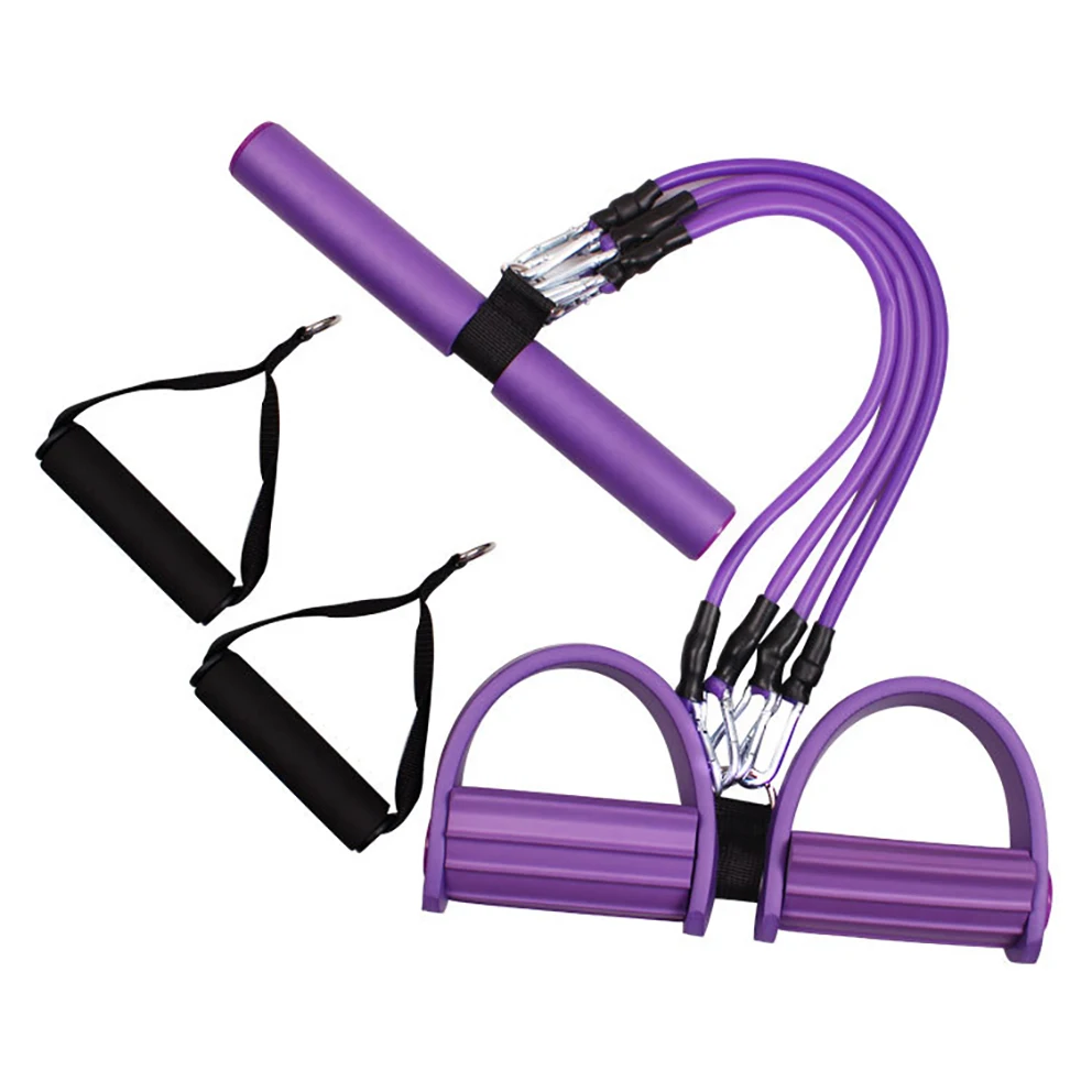 Resistance Bands With Handle Kit 4 Tube Elastic Pedal Sit Up Pull Rope Bodybuilding Expander Slimming Training Gym Fitness Sets